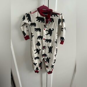 Little blue house bear Print Onesie with Red Accents 6-12m